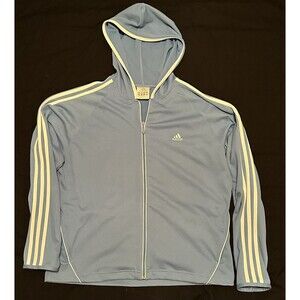 Womens Adidas Hoodie Style Size Large Blue 3 Stripes On Sleeve